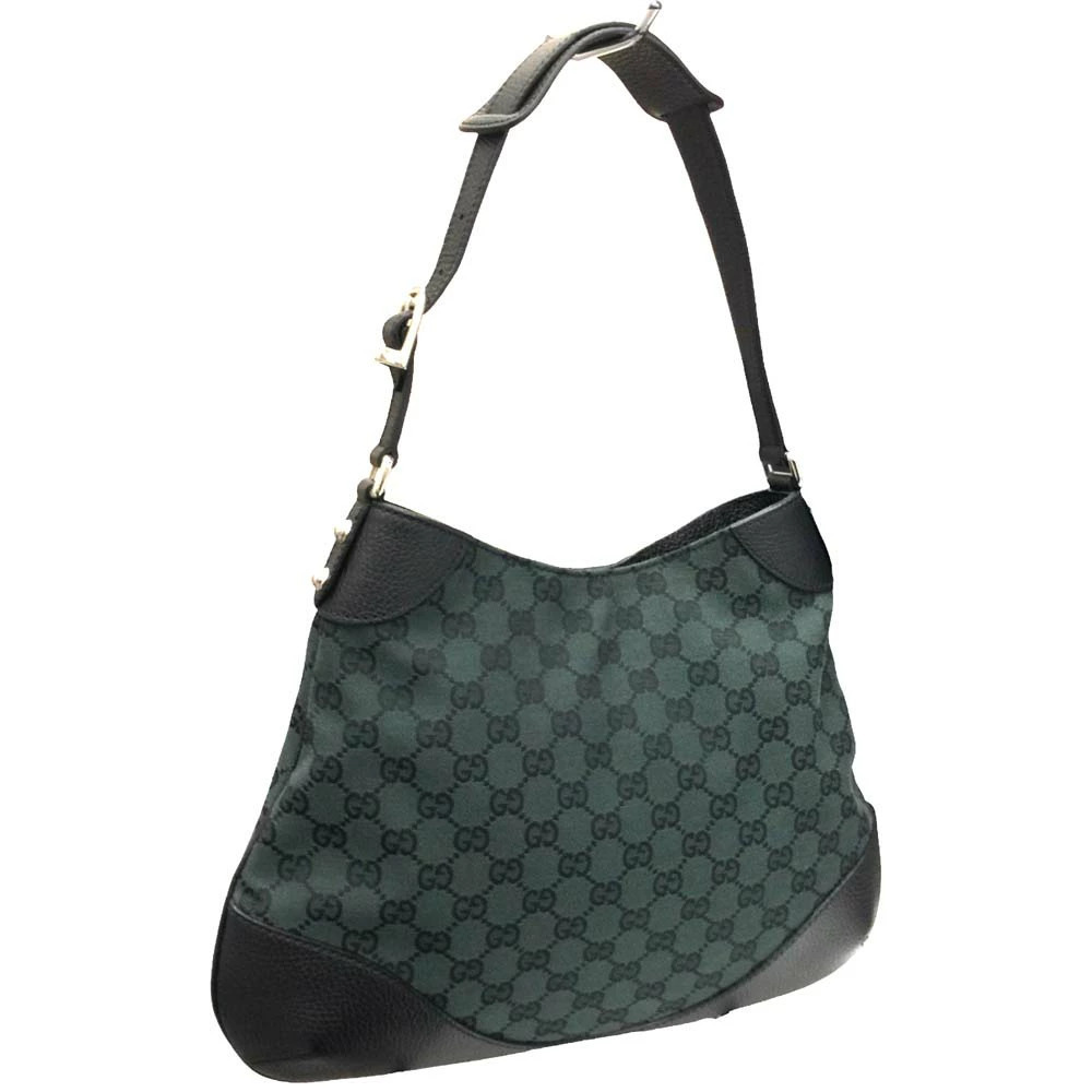 Gucci One Shoulder Hobo Bag GG Canvas Green Handbag Shoulder